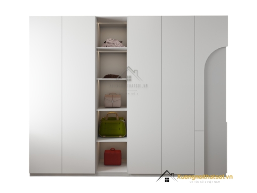 Tủ quần áo cửa mở gỗ công nghiệp màu ghi nhạt