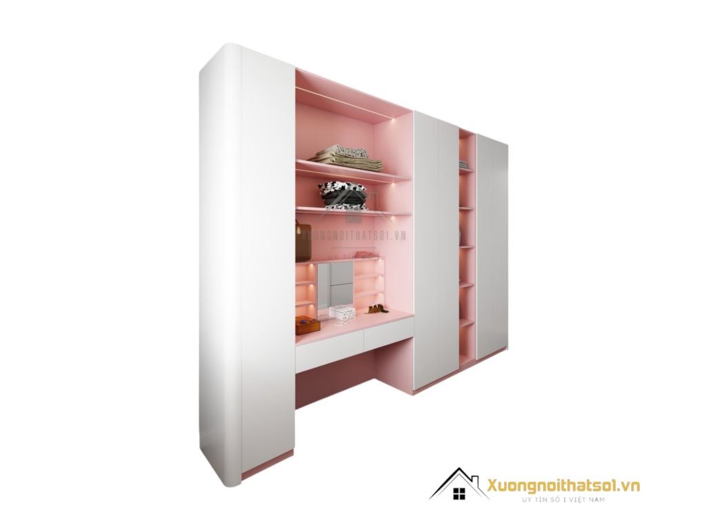 Tủ quần áo cửa mở kết hợp bàn phấn màu 021T hiện đại, tiện nghi, phù hợp mọi không gian phòng ngủ