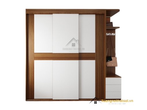 Tủ quần áo gỗ công nghiệp 3 cánh lùa màu sắc hiện đại, thiết kế tiết kiệm không gian, mã màu 031