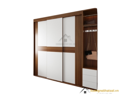 Tủ quần áo gỗ công nghiệp 3 cánh lùa hiện đại màu 031, thiết kế tiết kiệm không gian, phù hợp nội thất phòng ngủ.