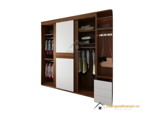 Tủ quần áo gỗ công nghiệp 3 cánh lùa màu 031 hiện đại, tiết kiệm không gian, phù hợp mọi phòng ngủ.