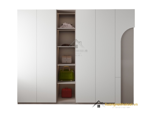 Tủ quần áo gỗ công nghiệp màu ghi đậm, thiết kế hiện đại, bền đẹp, phù hợp cho không gian phòng ngủ.