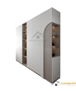 Tủ quần áo gỗ công nghiệp màu ghi đậm thiết kế hiện đại, tiện nghi, phù hợp nhiều không gian sống