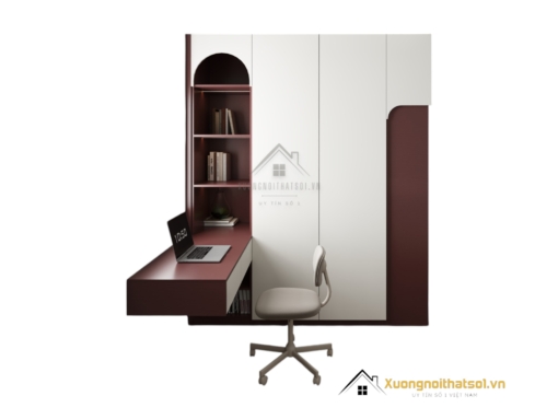 Tủ quần áo 4 buồng cửa mở gỗ kết hợp bàn làm việc màu 219ZN hiện đại
