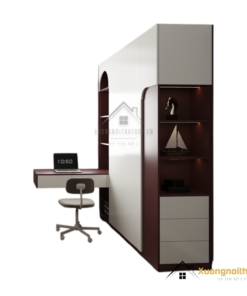 Tủ quần áo 4 buồng cửa mở gỗ kết hợp bàn làm việc màu 219ZN, thiết kế tiện lợi cho không gian phòng ngủ hiện đại.