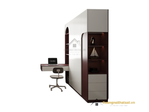 Tủ quần áo 4 buồng cửa mở gỗ kết hợp bàn làm việc màu 219ZN, thiết kế tiện lợi cho không gian phòng ngủ hiện đại.