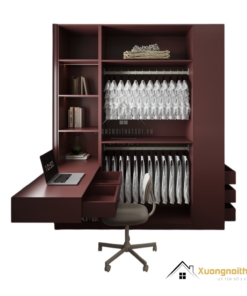 Báo giá tủ quần áo 4 cửa mở gỗ kết hợp bàn học màu 219ZN hiện đại tiết kiệm không gian