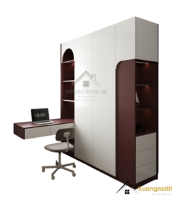 Báo Giá Tủ Quần Áo 4 Cửa Mở Gỗ Kết Hợp Bàn Học Màu 219ZN (3)