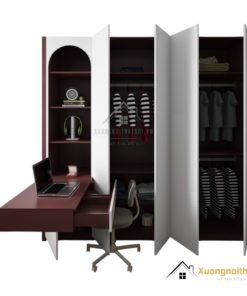 Tủ quần áo 4 cánh gỗ công nghiệp kết hợp bàn học màu 219ZN hiện đại tiện nghi