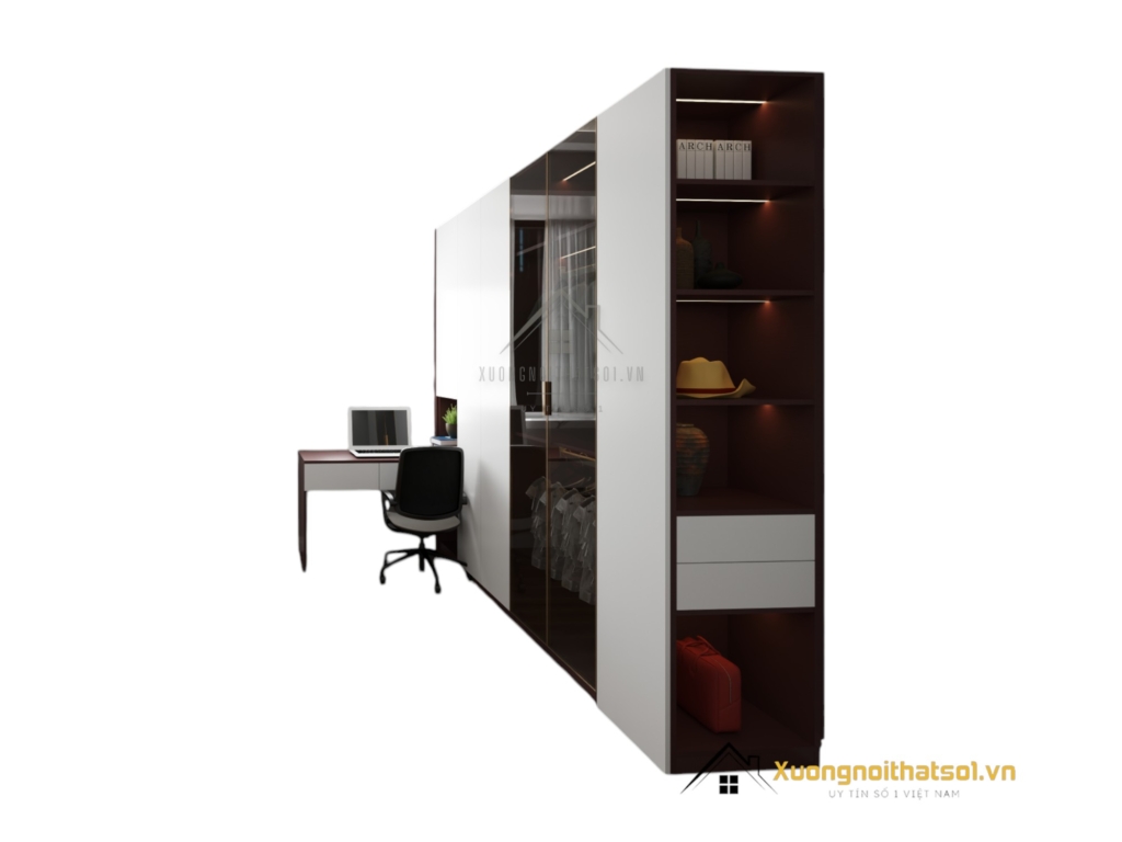 Báo Giá Tủ Quần Áo 4 Cửa Mở Gỗ Kết Hợp Bàn Làm Việc Màu 219ZN (12)