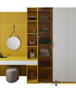 Báo giá tủ quần áo kết hợp bàn phấn có đèn LED hiện đại tại Hà Nội, mẫu 030PL (1)