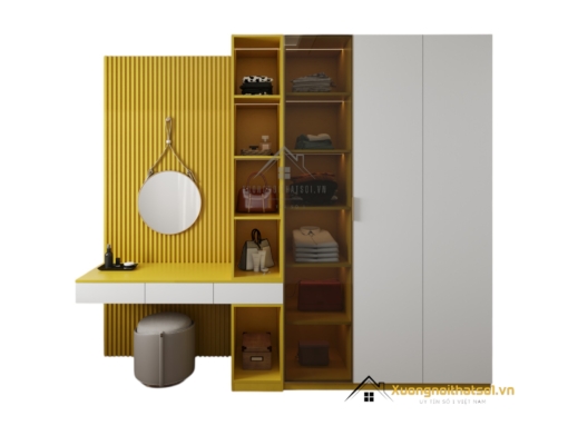 Báo giá tủ quần áo kết hợp bàn phấn có đèn LED hiện đại tại Hà Nội, mẫu 030PL (1)