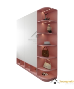 Đóng tủ quần áo bo cạnh góc màu 021T hiện đại, tiết kiệm không gian, phù hợp nội thất phòng ngủ nhỏ.