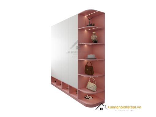 Đóng tủ quần áo bo cạnh góc màu 021T hiện đại, tiết kiệm không gian, phù hợp nội thất phòng ngủ nhỏ.