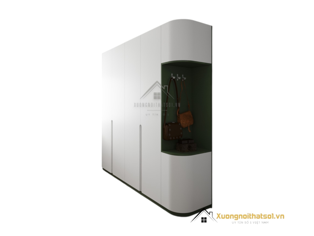 Mẫu tủ quần áo bo cong màu 216ZN với thiết kế hiện đại và sang trọng