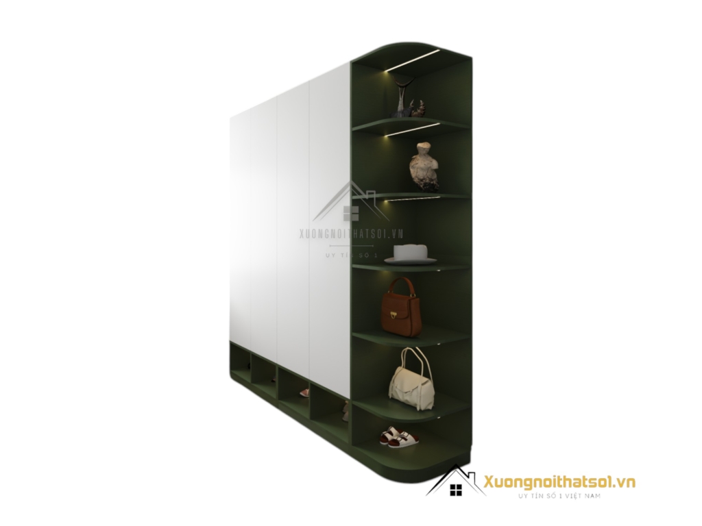 Mẫu tủ quần áo bo góc cong màu 216ZN hiện đại với thiết kế tinh tế, phù hợp nhiều không gian sống.