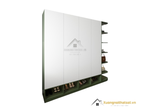 Mẫu tủ quần áo bo góc cong hiện đại màu 216ZN thiết kế sang trọng, tiện nghi cho không gian phòng ngủ.