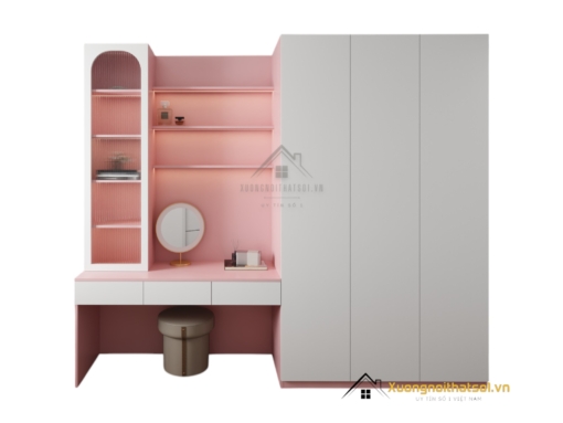 Tủ quần áo 3 buồng MDF kết hợp bàn trang điểm màu 021T hiện đại, tiện nghi, tiết kiệm không gian cho phòng ngủ