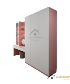 Tủ quần áo 3 buồng MDF kết hợp bàn trang điểm màu 021T thiết kế hiện đại, tiện lợi cho phòng ngủ.