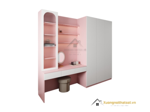 Tủ quần áo 3 buồng MDF kết hợp bàn trang điểm hiện đại màu 021T (5) phù hợp phòng ngủ nhỏ gọn