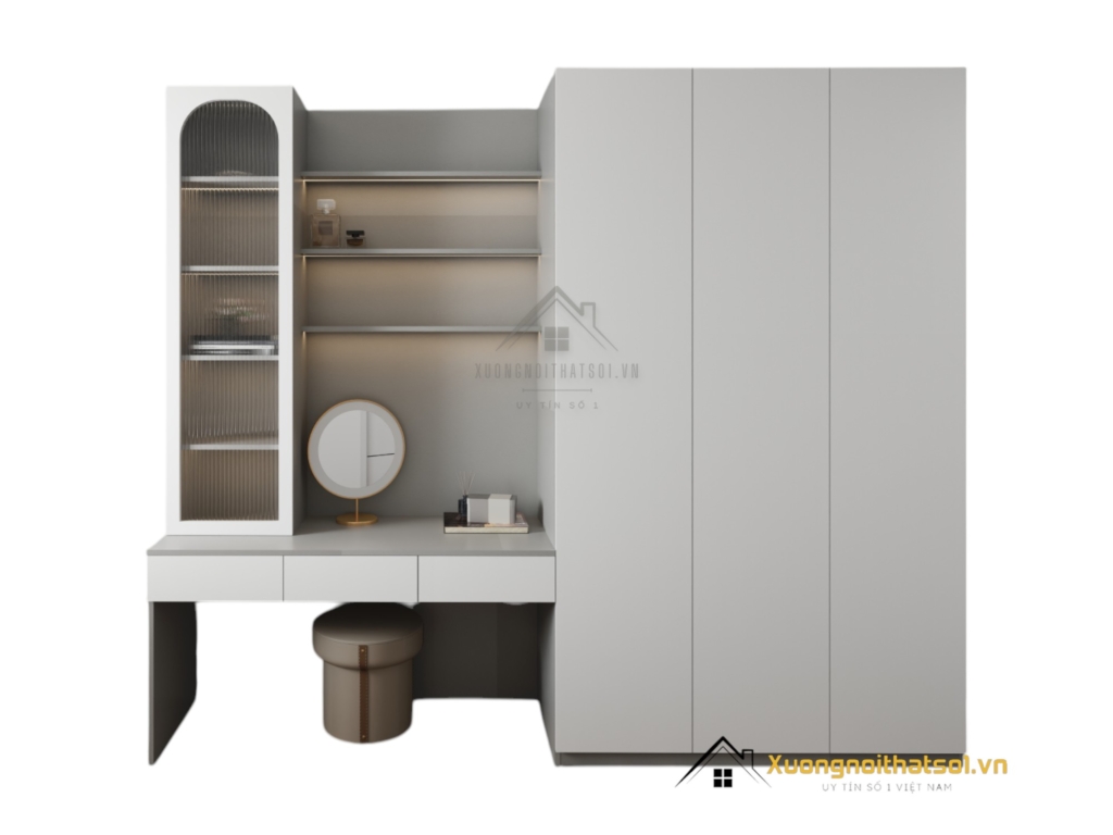 Tủ Quần Áo 3 Cánh Cửa Mở Kết Hợp Bàn Trang Điểm Màu 203LU (3)
