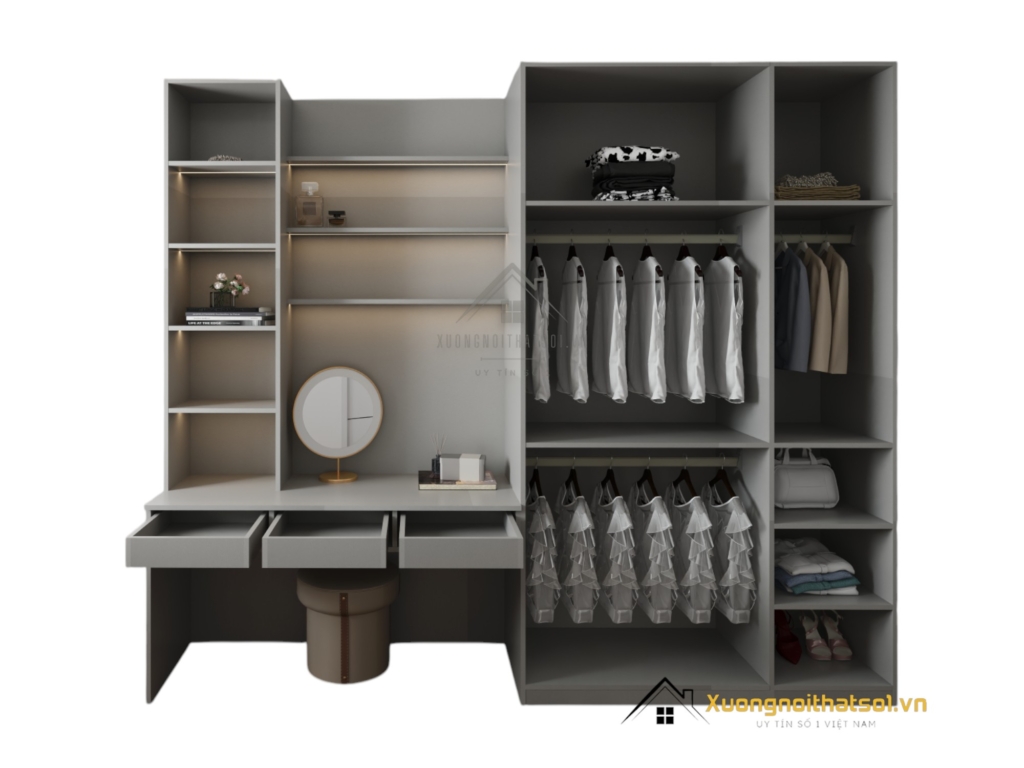 Tủ quần áo 3 cánh cửa mở kết hợp bàn trang điểm màu 203LU hiện đại tiện dụng, thiết kế thông minh tiết kiệm không gian.