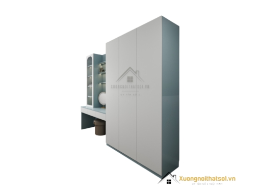 Tủ quần áo 3 cánh mở kết hợp bàn phấn hiện đại màu trắng tại Hà Nội, mẫu 212ZN, thiết kế tiện lợi cho phòng ngủ nhỏ.