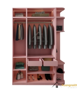 Tủ quần áo 3 cánh mở MDF bo cong góc màu 021T hiện đại và tiện nghi
