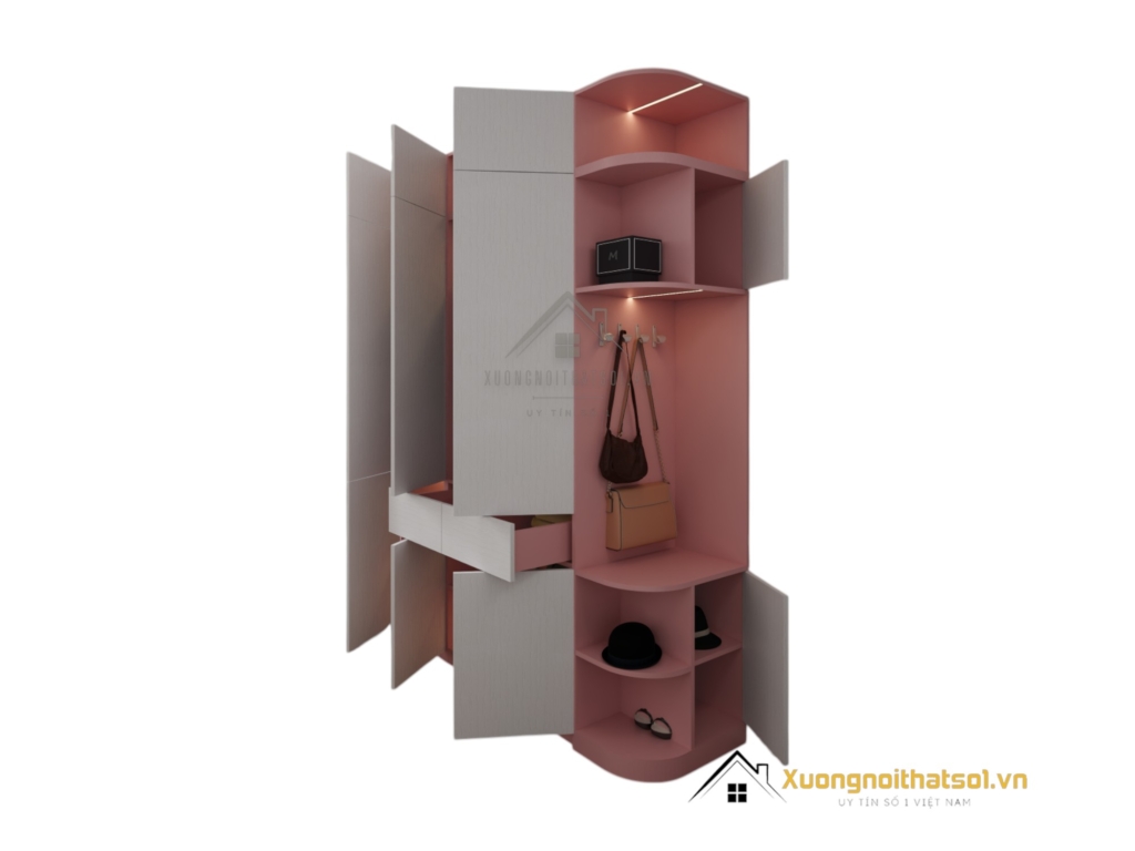 Tủ quần áo 3 cánh mở MDF bo cong góc màu 021T thiết kế hiện đại, tiện dụng, phù hợp mọi không gian sống.