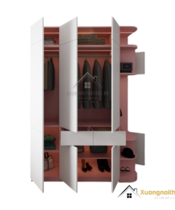 Tủ quần áo 3 cánh mở MDF bo cong góc màu 021T hiện đại và tiện dụng