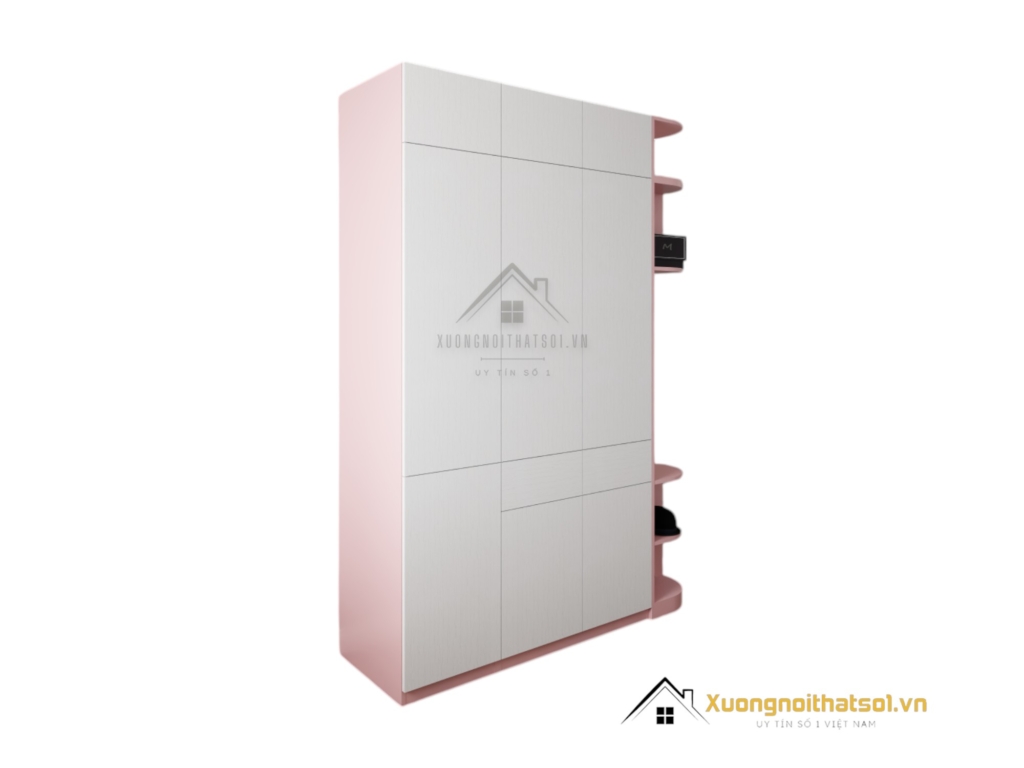 Tủ quần áo 3 cánh mở MDF bo cong góc màu 021T