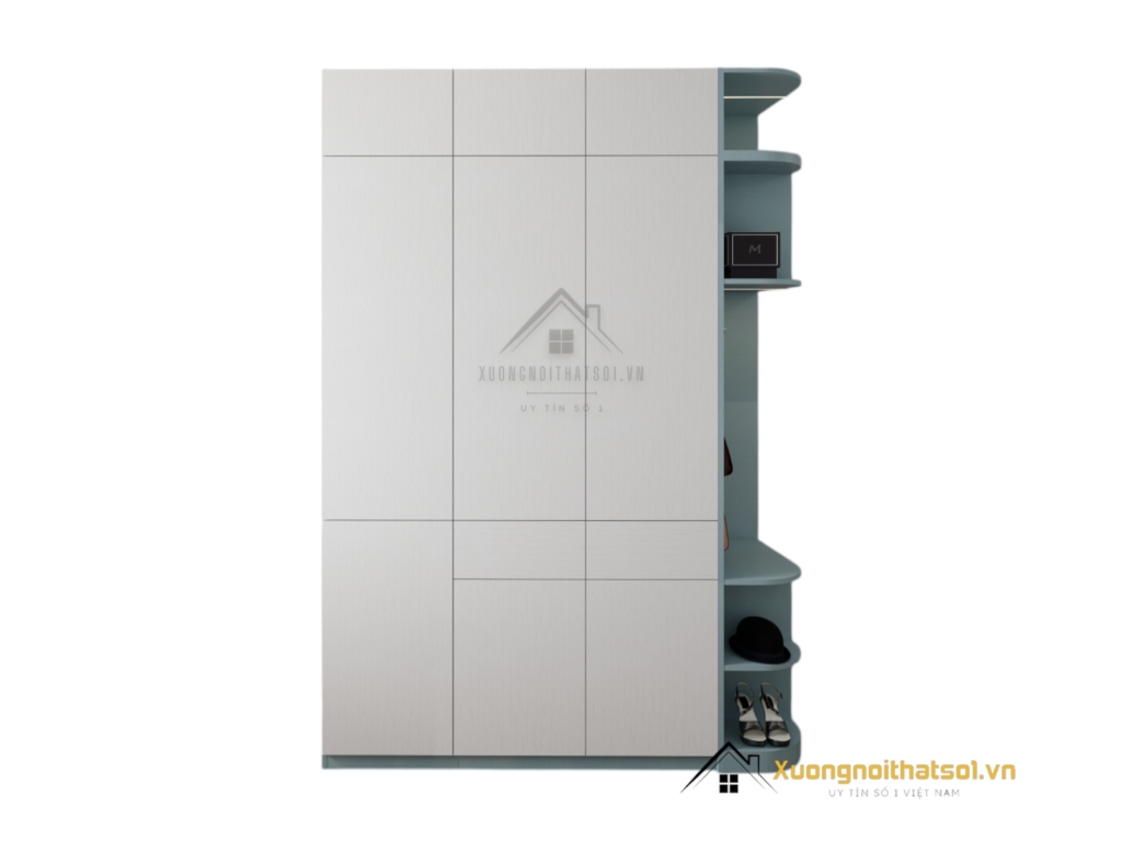 Tủ quần áo 3 cánh mở xanh Thái bo cong góc màu 212ZN hiện đại, tiện lợi, phù hợp cho phòng ngủ nhỏ.