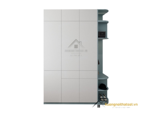 Tủ quần áo 3 cánh mở xanh Thái bo cong góc màu 212ZN hiện đại, tiện lợi, phù hợp cho phòng ngủ nhỏ.