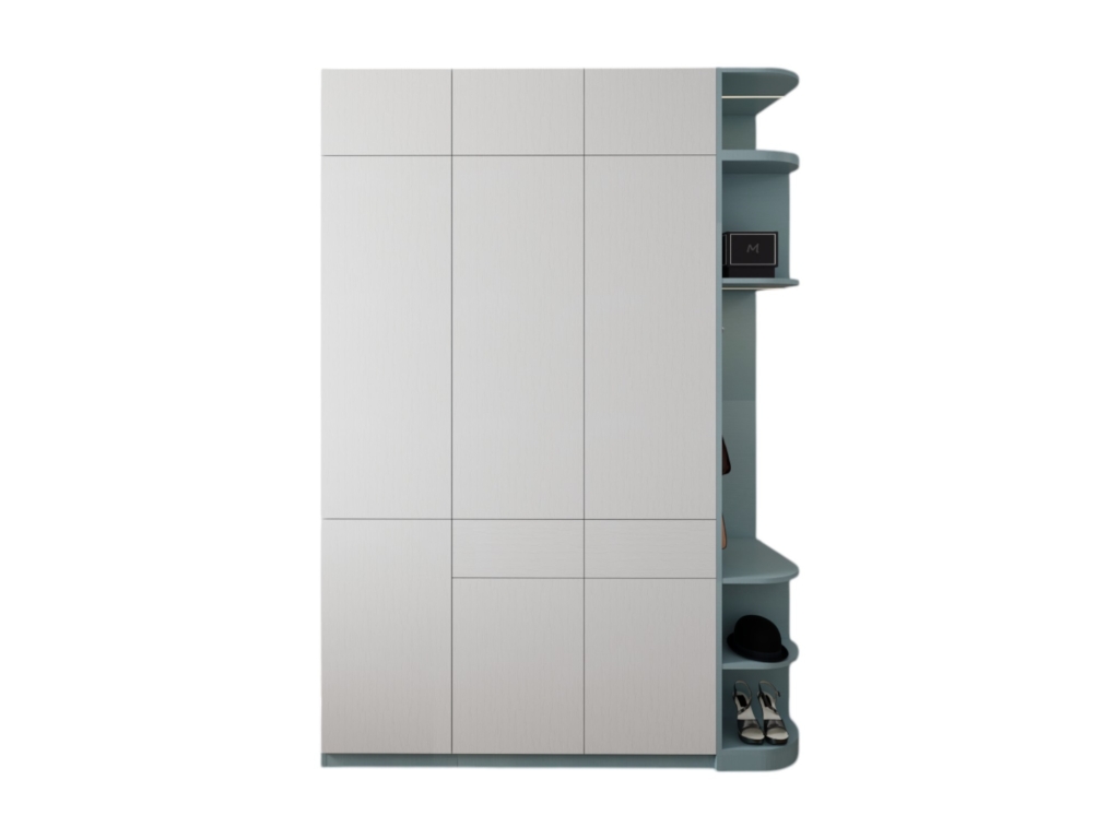 Tủ quần áo 3 cánh mở màu xanh Thái, bo cong góc hiện đại, mã 212ZN (ảnh 6)