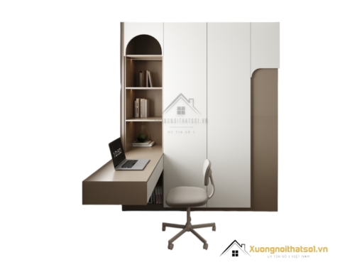 Tủ quần áo 4 buồng cánh mở gỗ kết hợp bàn học màu 217LU hiện đại, tiện dụng