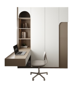 Tủ quần áo 4 buồng cánh mở gỗ kết hợp bàn học màu 217LU hiện đại, tiện lợi cho phòng ngủ gia đình.