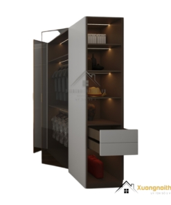 Tủ quần áo 4 buồng cánh mở gỗ kết hợp bàn làm việc màu 217LU hiện đại, tiện dụng cho không gian phòng ngủ.