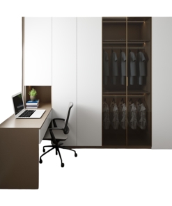 Tủ quần áo 4 buồng cánh mở gỗ tích hợp bàn làm việc màu 217LU hiện đại và tiện lợi