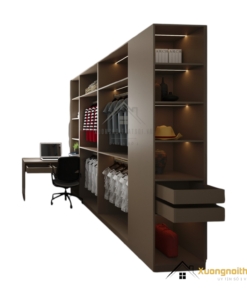 Tủ quần áo 4 buồng cánh mở gỗ màu 217LU kết hợp bàn làm việc tiện lợi hiện đại