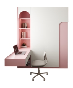 Tủ quần áo 4 buồng cánh mở MDF màu 021T kết hợp bàn làm việc hiện đại tiện dụng