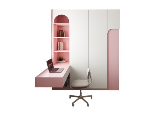 Tủ quần áo 4 buồng cánh mở MDF màu 021T kết hợp bàn làm việc hiện đại tiện dụng