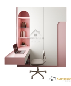 Tủ quần áo 4 buồng cánh mở MDF kết hợp bàn làm việc màu 021T hiện đại, tiện lợi và tiết kiệm không gian.