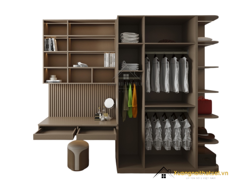 Tủ Quần Áo 4 Buồng Có Bàn Học Màu 217LU (4)