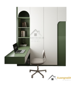 Tủ quần áo 4 buồng cửa mở kết hợp bàn làm việc màu 216ZN hiện đại, tiện nghi cho phòng ngủ.