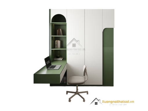 Tủ quần áo 4 buồng cửa mở kết hợp bàn làm việc màu 216ZN hiện đại, tiện nghi cho phòng ngủ.