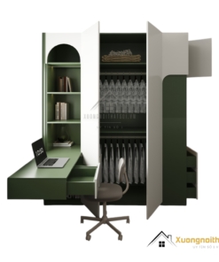 Tủ quần áo 4 buồng cửa mở kết hợp bàn làm việc màu 216ZN hiện đại, đa năng, tiết kiệm không gian