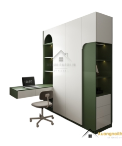 Tủ quần áo 4 buồng cửa mở kết hợp bàn làm việc màu 216ZN hiện đại, đa năng, tiện nghi cho phòng ngủ.