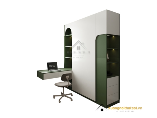 Tủ quần áo 4 buồng cửa mở kết hợp bàn làm việc màu 216ZN hiện đại, đa năng, tiện nghi cho phòng ngủ.