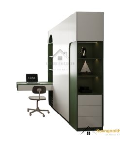 Tủ quần áo 4 buồng cửa mở kết hợp bàn làm việc màu 216ZN hiện đại tiện nghi sang trọng