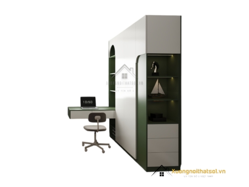 Tủ quần áo 4 buồng cửa mở kết hợp bàn làm việc màu 216ZN hiện đại tiện nghi sang trọng